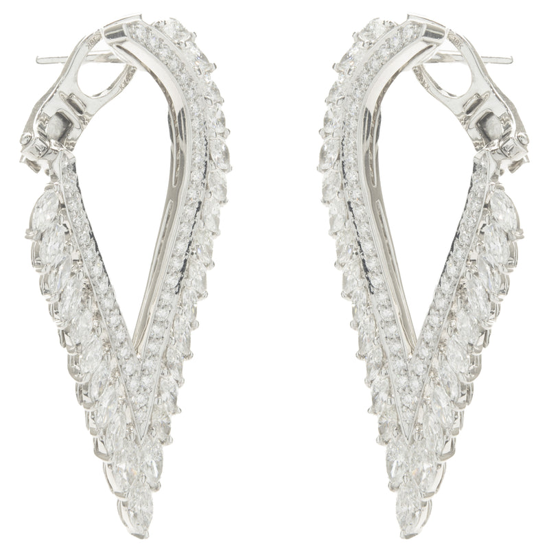 Kat Florence 18 Karat White Gold Diamond Wing Earrings The