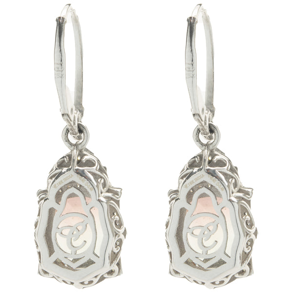 Chromia 18 Karat White Gold Watermelon Tourmaline and Diamond Drop Earrings