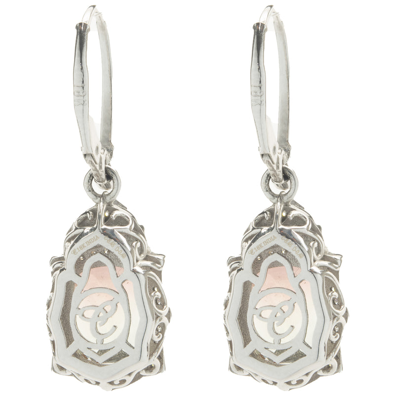 Chromia 18 Karat White Gold Watermelon Tourmaline and Diamond Drop Earrings