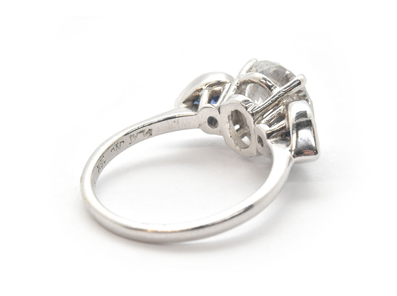 Platinum/18k White Gold, CZ And Heart-Cut Sapphire 3-Stone Ring