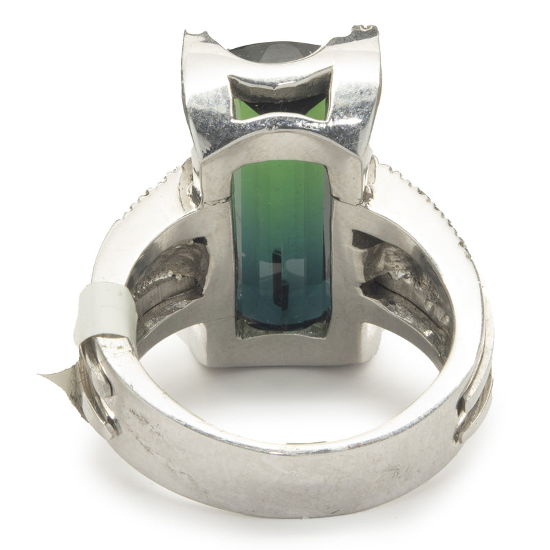 Green Tourmaline and Diamond Cocktail Ring