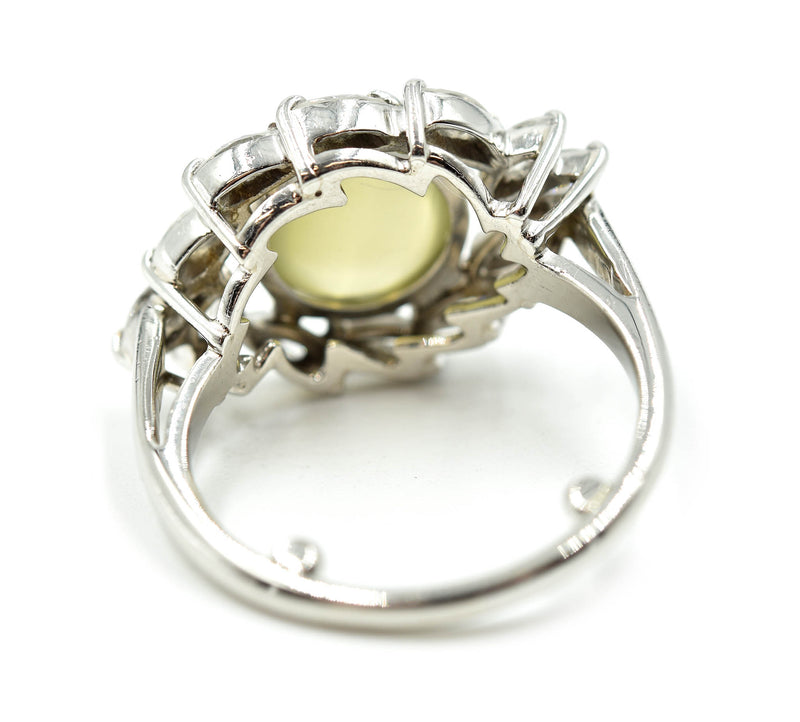Ladies Cat Eye Chrysoberyl and Marquise Diamond Platinum Fashion Ring