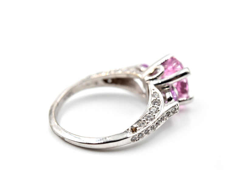 Pink Spinel & Diamond 18k White Gold Ring