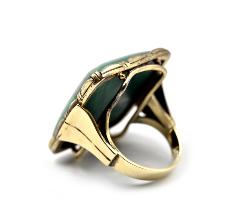 Vintage 1920s Malachite 9k Yellow Gold Ring