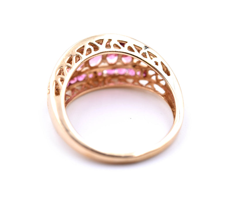 1.70 Carats Pink Tourmaline 14k Yellow Gold Band Ring