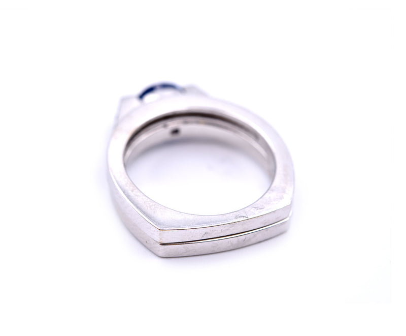 1.00 Carats Sapphire and Diamond 18k White Gold Ring Set