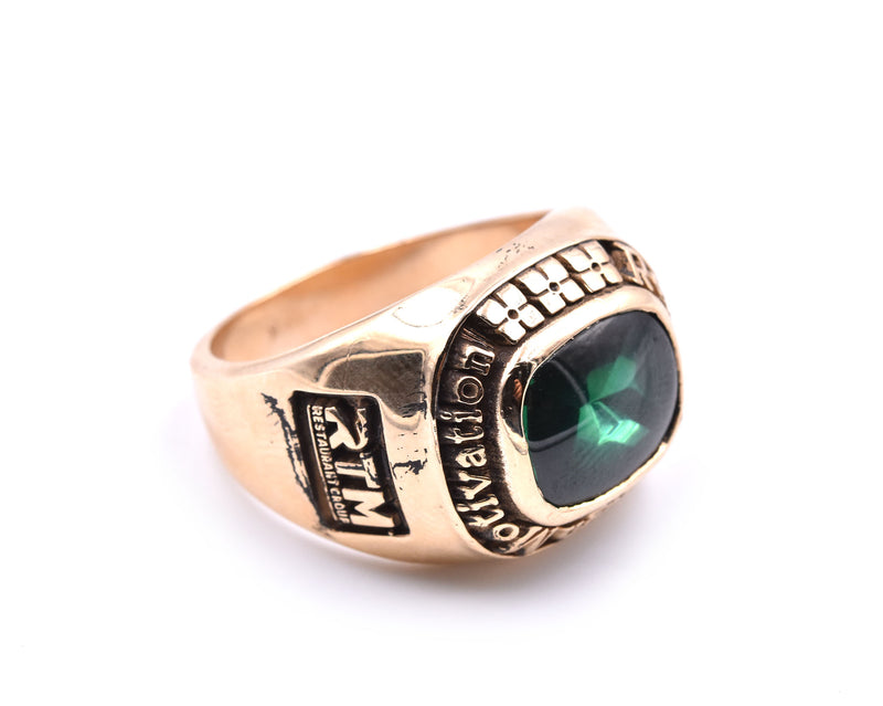 14k Yellow Gold Arby's Synthetic Green Stone Ring