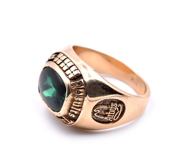 14k Yellow Gold Arby's Synthetic Green Stone Ring