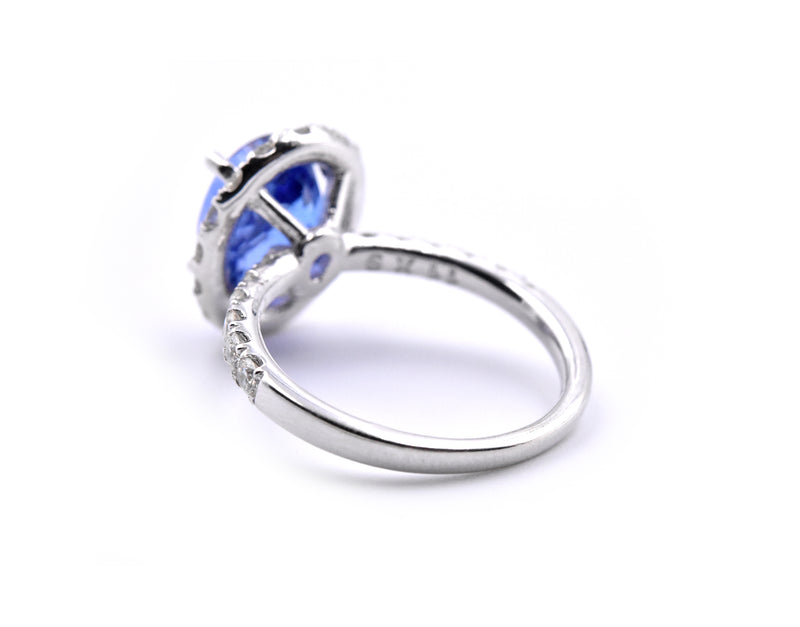 14k White Gold Tanzanite and Diamond Halo Ring
