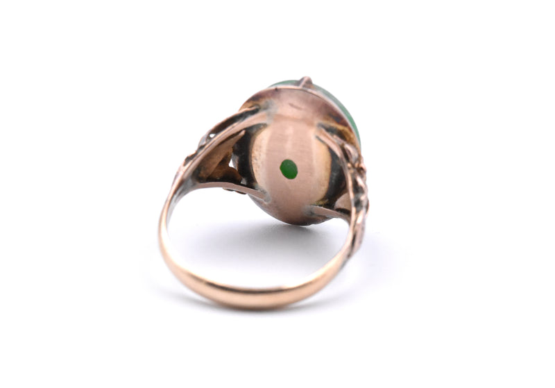 10k Yellow Gold Vintage Cabochon Jade Ring