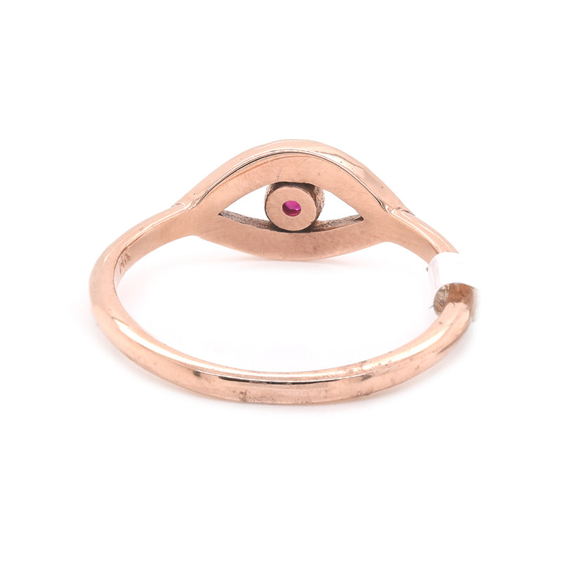 14k Rose Gold Yellow Diamond and Ruby Eye Ring