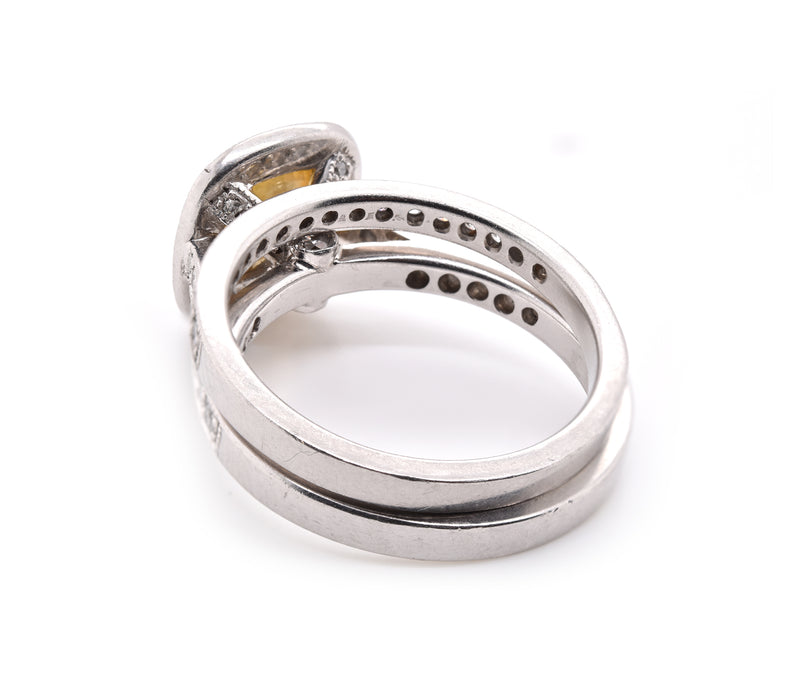 Platinum Yellow Sapphire and Diamond Ring Set