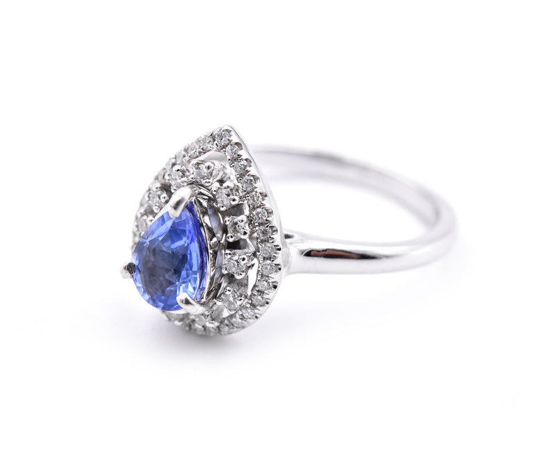 14 Karat White Gold Tanzanite and Diamond Ring