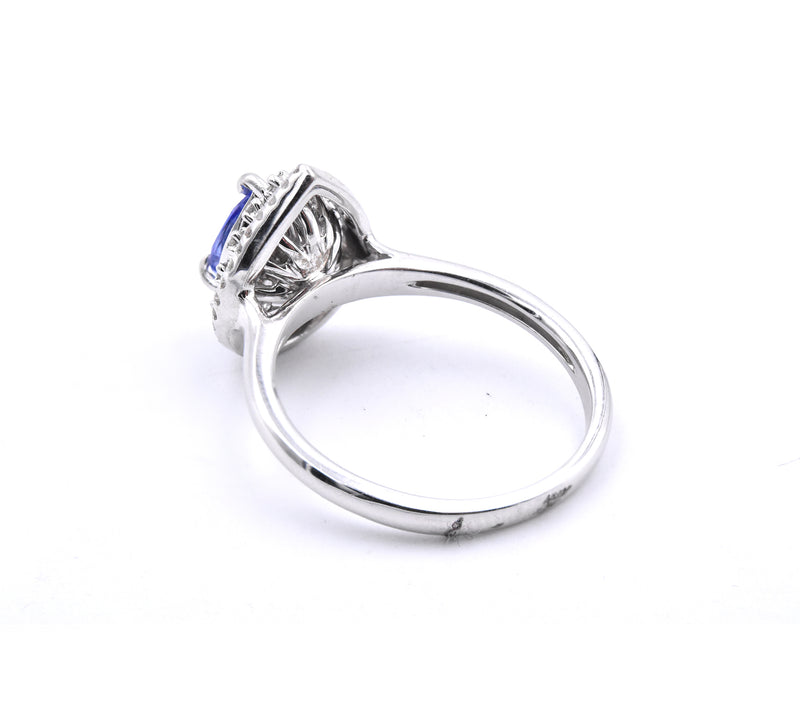 14 Karat White Gold Tanzanite and Diamond Ring