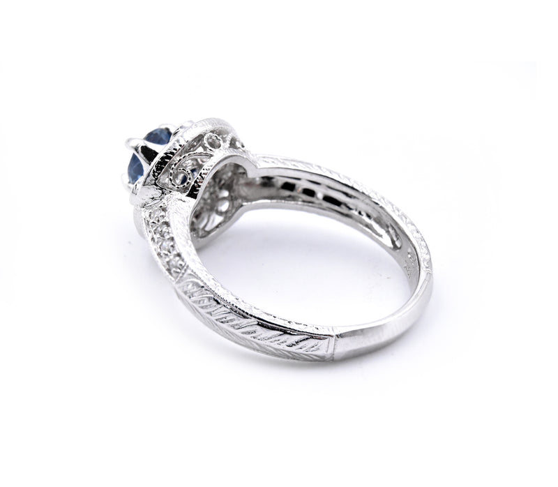 14 Karat White Gold Sapphire and Diamond Ring
