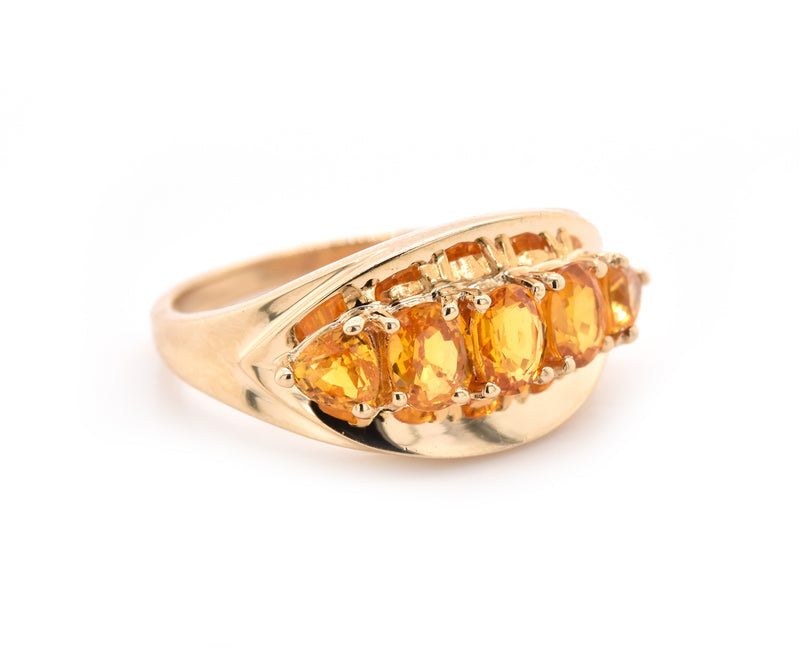 10k Yellow Gold Citrine and Garnet Ring