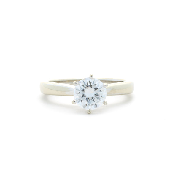 14 Karat White Gold Moissanite Solitaire Ring
