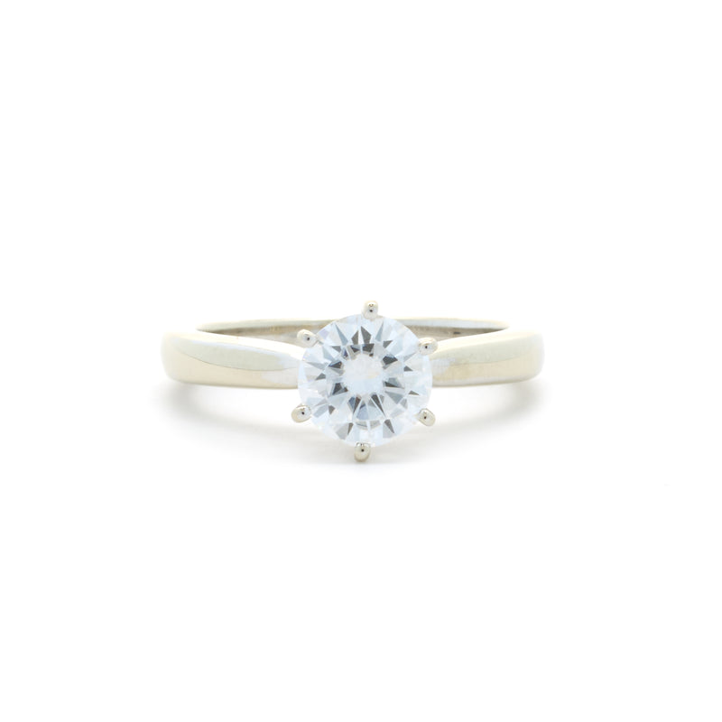 14 Karat White Gold Moissanite Solitaire Ring