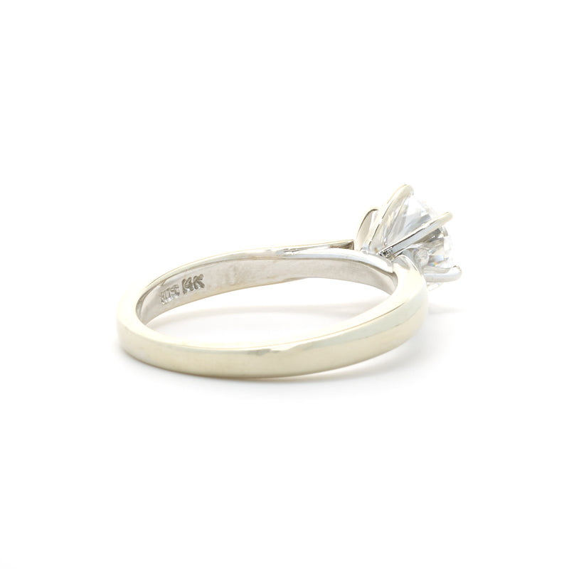 14 Karat White Gold Moissanite Solitaire Ring
