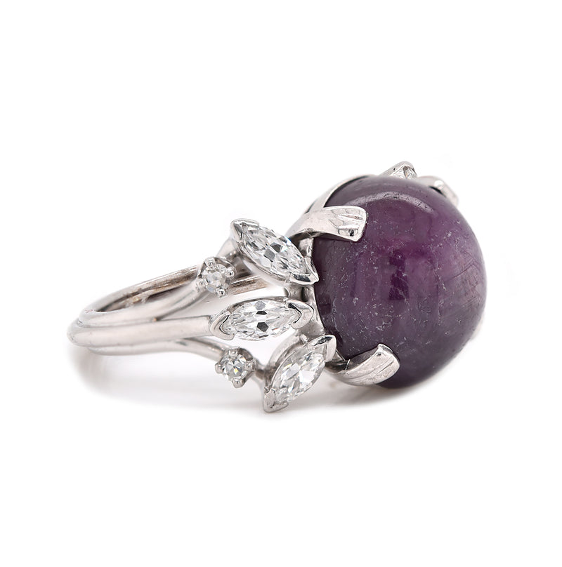14 Karat White Gold Ruby and Diamond Cocktail Ring