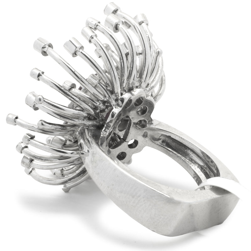 14 Karat White Gold Ruby and Diamond Custom Designed Ring