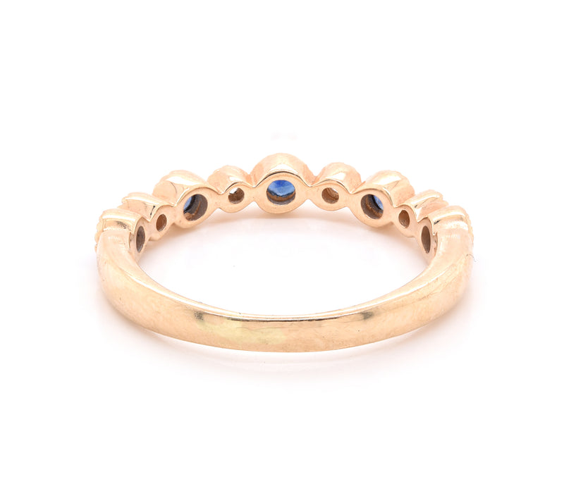 14 Karat Yellow Gold Diamond and Sapphire Band