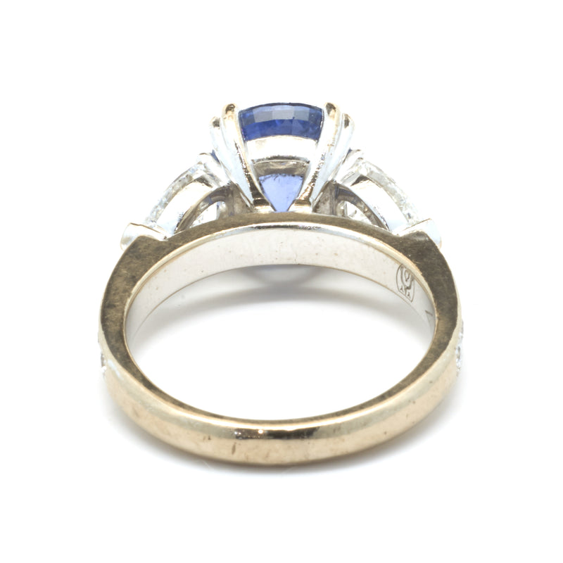 18 Karat White Gold Sapphire and Diamond Three Piece Ring Set