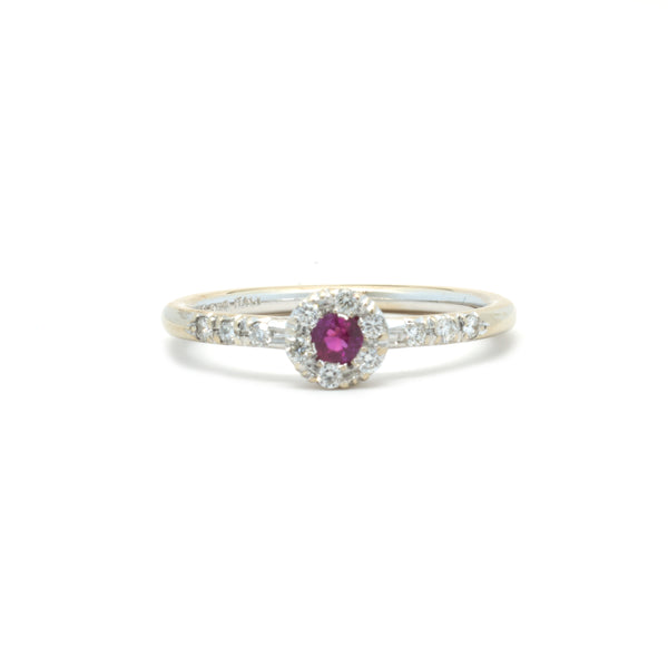 18 Karat White Gold Ruby and Diamond Ring