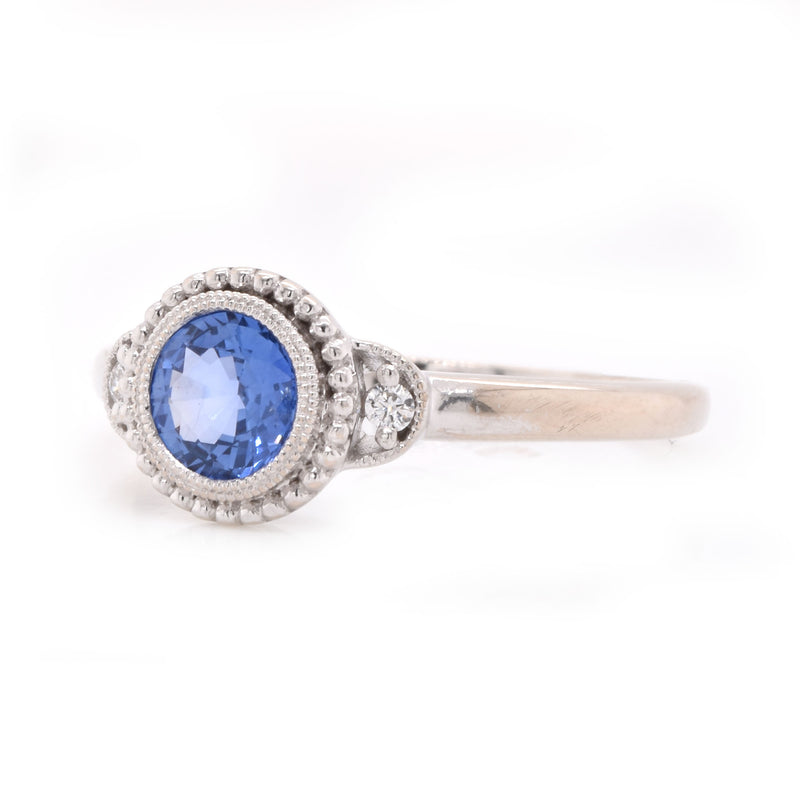 14 Karat White Gold Sapphire and Diamond Ring