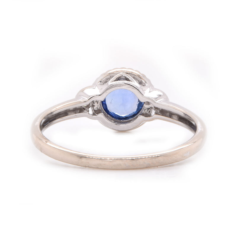 14 Karat White Gold Sapphire and Diamond Ring