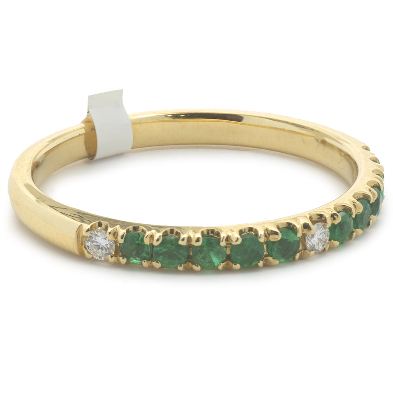 18 Karat Yellow Gold Emerald and Diamond Band