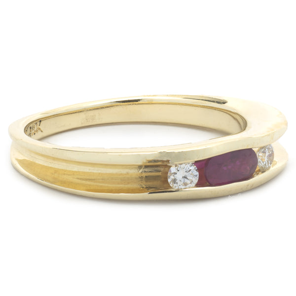 14 Karat Yellow Gold Channel Set Ruby and Diamond Band