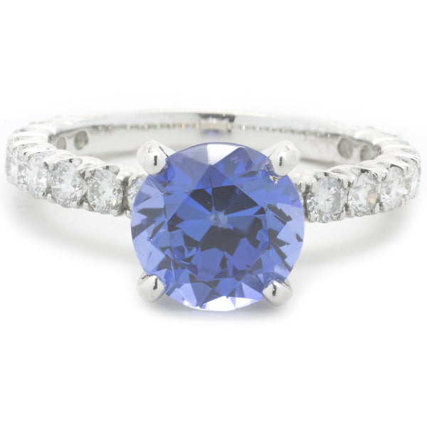 18 Karat White Gold Tanzanite and Diamond Ring