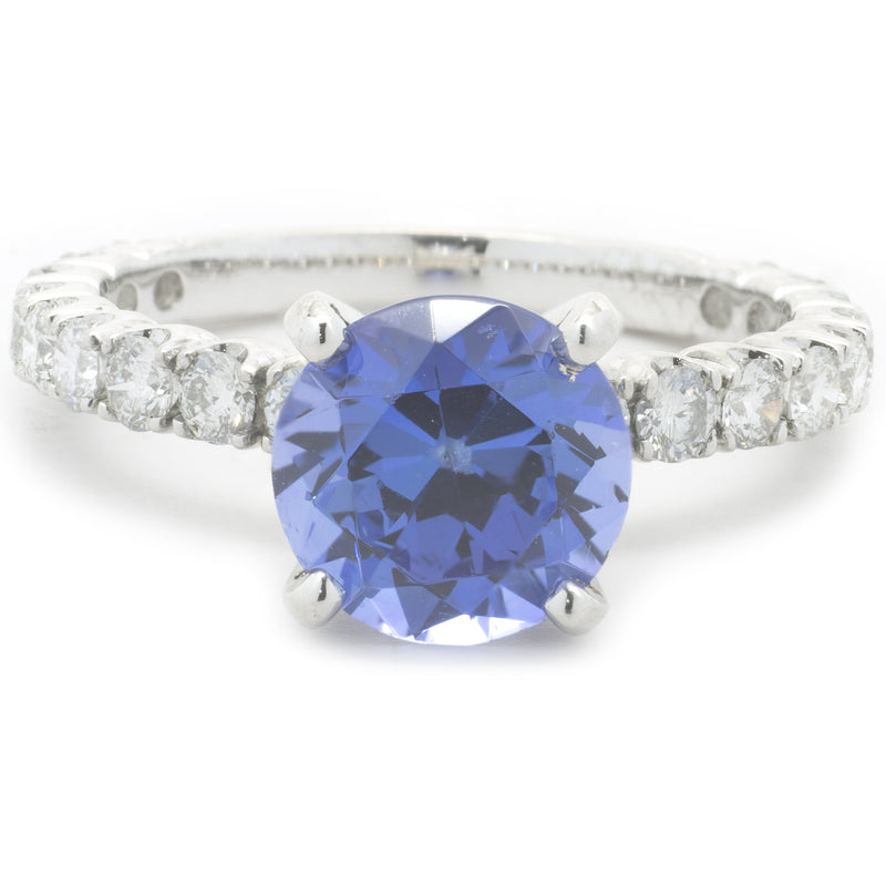 18 Karat White Gold Tanzanite and Diamond Ring