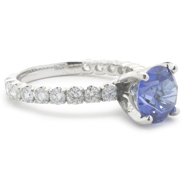 18 Karat White Gold Tanzanite and Diamond Ring