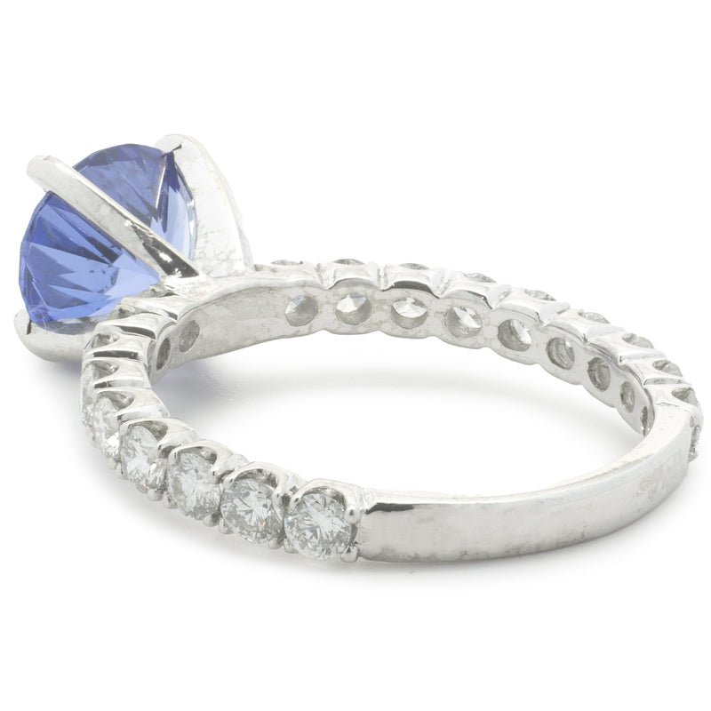 18 Karat White Gold Tanzanite and Diamond Ring