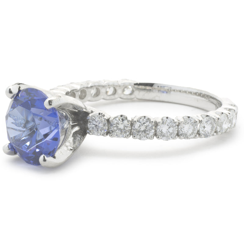 18 Karat White Gold Tanzanite and Diamond Ring