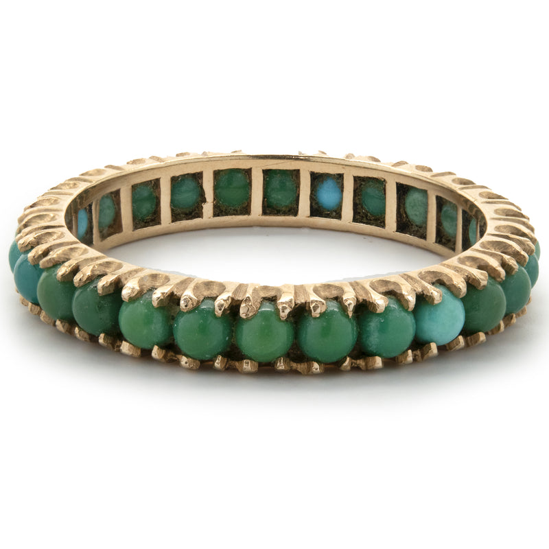 14 Karat Yellow Gold Turquoise Eternity Band