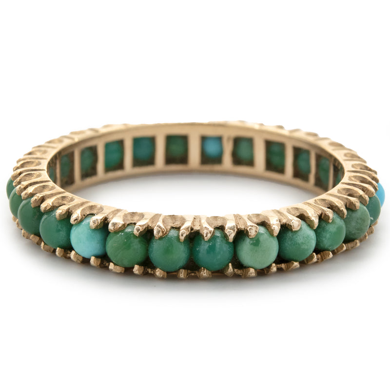 14 Karat Yellow Gold Turquoise Eternity Band