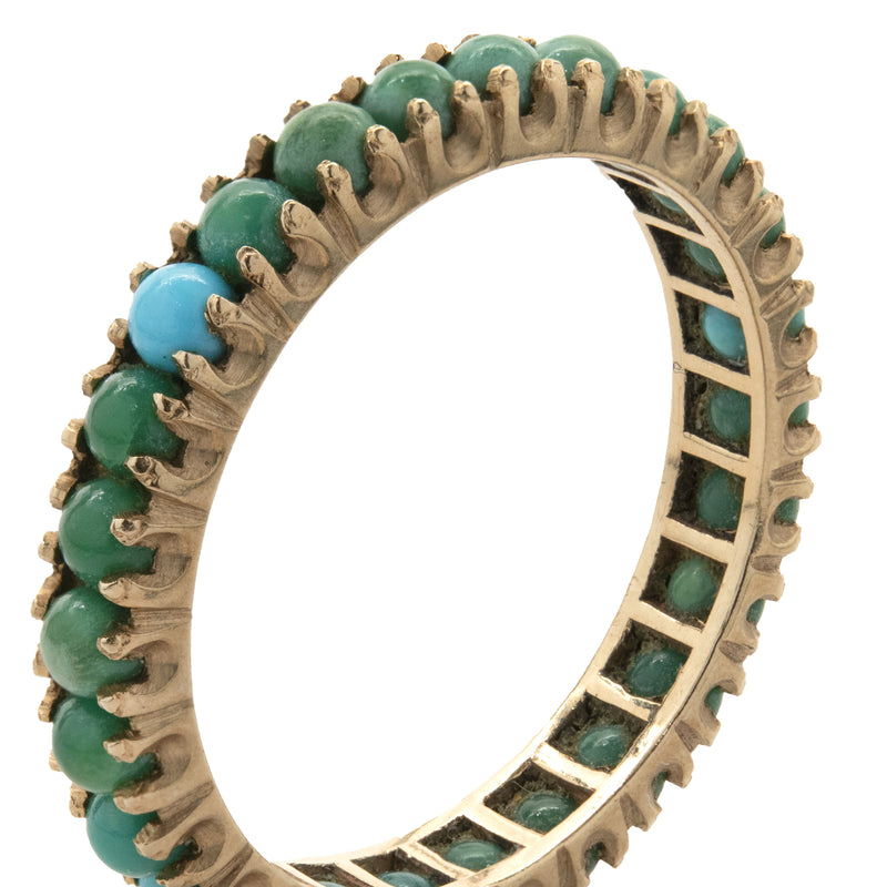 14 Karat Yellow Gold Turquoise Eternity Band