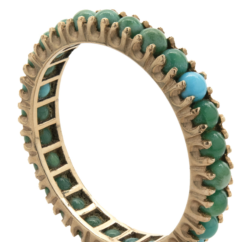 14 Karat Yellow Gold Turquoise Eternity Band