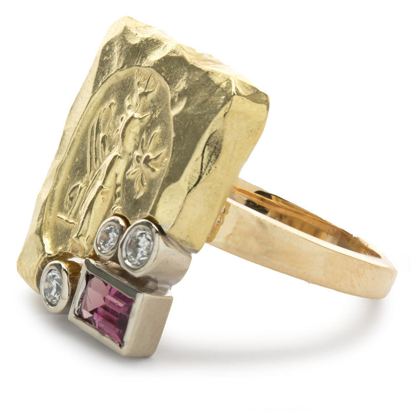 Seidengang 18 & 14 Karat Yellow Gold Diamond and Pink Tourmaline Ring