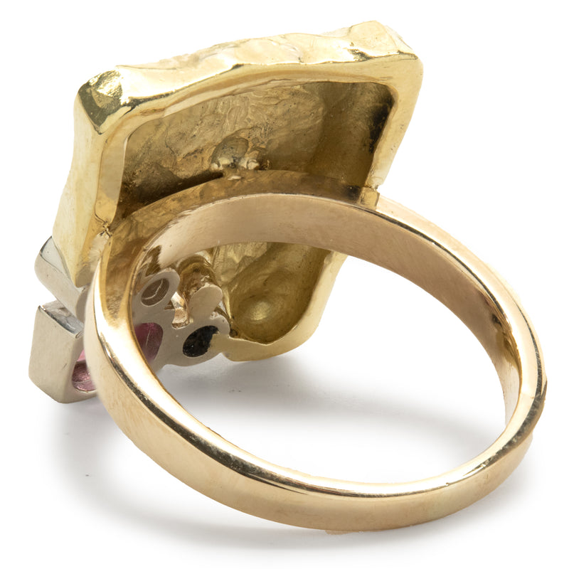 Seidengang 18 & 14 Karat Yellow Gold Diamond and Pink Tourmaline Ring