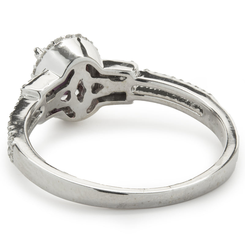14 Karat White Gold Garnet and Diamond Ring