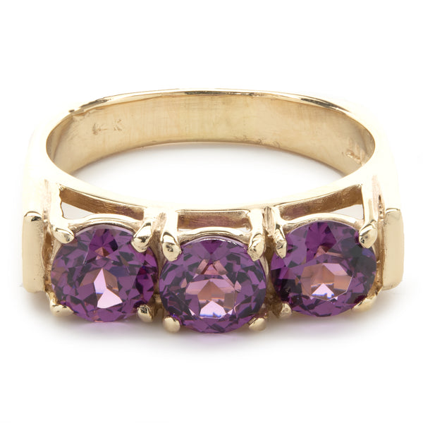 14 Karat Yellow Gold Grape Garnet Ring