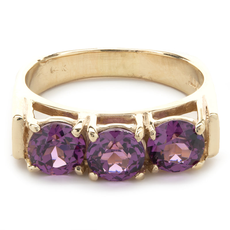 14 Karat Yellow Gold Grape Garnet Ring
