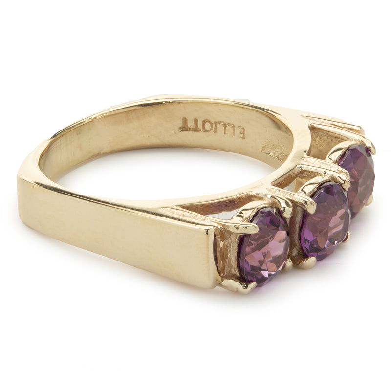 14 Karat Yellow Gold Grape Garnet Ring