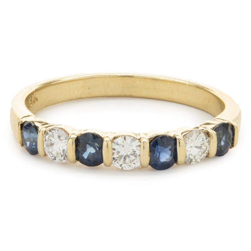 18 Karat Yellow Gold Sapphire and Diamond Band