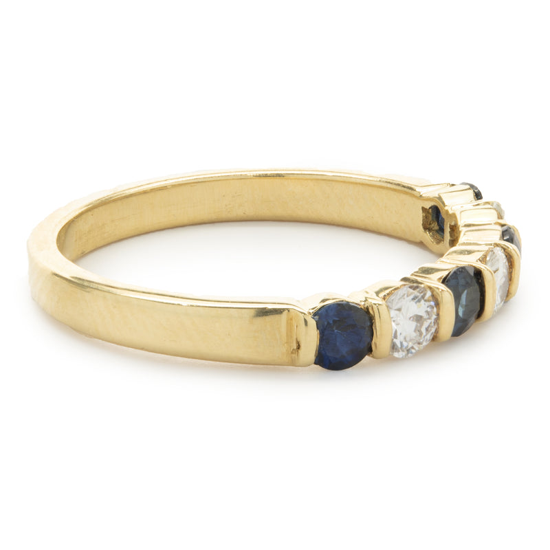 18 Karat Yellow Gold Sapphire and Diamond Band