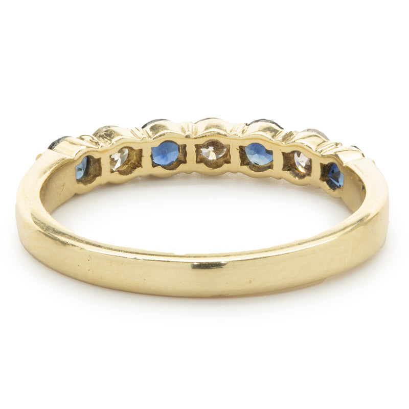 18 Karat Yellow Gold Sapphire and Diamond Band